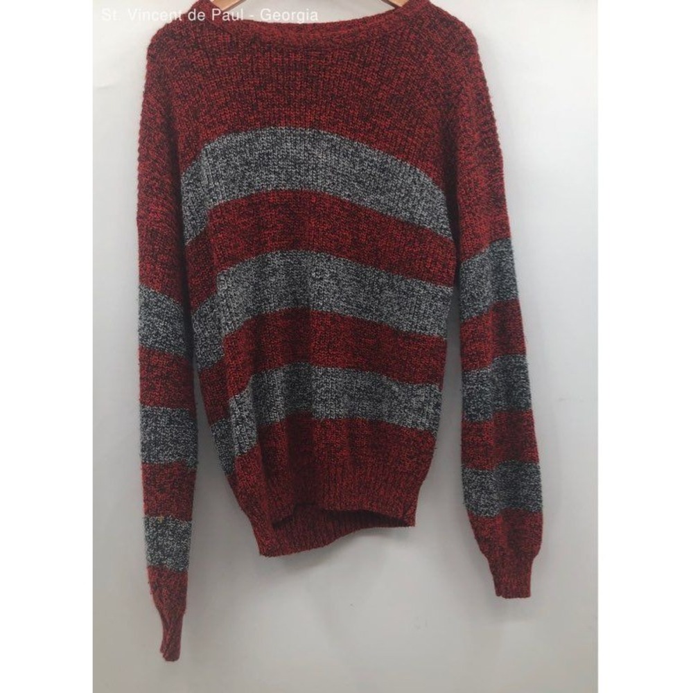 Men's American Vintage Red Striped Tight Knit Sweater - Size Medium
